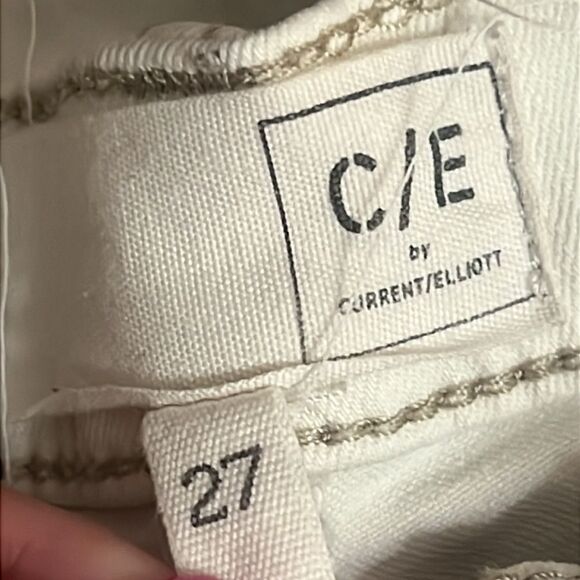 C/E Current Elliott Women High Rise Flare Jeans Benington Cream Colored Size 27 - Picture 9 of 10